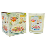 Sweet Figs - Fig & Olive 20cl Summer inspired artisan candle: natural, vegan, plant based & soy wax, no parabens, in seasonal gift box illustrated with a plate of figs