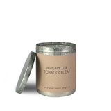 Heaven Scent Bergamot & Tobacco Leaf 200ml artisan candle, poured in an aluminium travel tin. Made with natural, vegan, plant based & soy wax, no parabens.