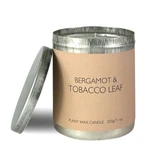 Heaven Scent Bergamot & Tobacco Leaf 200ml artisan candle, poured in an aluminium travel tin. Made with natural, vegan, plant based & soy wax, no parabens.