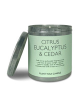 Heaven Scent Citrus, Eucalyptus & Cedar 200ml artisan candle, poured in an aluminium travel tin. Made with natural, vegan, plant based & soy wax, no parabens.
