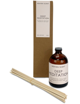 Heaven Scent Deep Meditation Wellbeing artisan reed diffuser blended with essential oils to calm and revitalise.