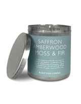 Heaven Scent Saffron, Amber, Moss & Fir 200ml artisan candle, poured in an aluminium travel tin. Made with natural, vegan, plant based & soy wax, no parabens.
