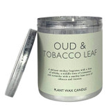 Heaven Scent Oud & Tobacco Leaf 200ml artisan candle, poured in an aluminium travel tin. Made with natural, vegan, plant based & soy wax, no parabens.