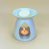 Heaven Scent’s white ceramic burner is the perfect vessel for releasing the aroma of our Lime, Basil & Mandarin wax melts.