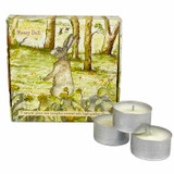 Heaven Scent Mossy Dell  illustrated box of 9 natural, vegan, plant based & soy wax hand poured tealights made in the UK