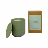 Heaven Scent natural soy wax candle, hand-poured in a green ceramic pot with lid, fragranced with Lime, Basil & Mandarin Heaven Scent natural soy wax candle, hand-poured in a green ceramic pot with lid, fragranced with Lime, Basil & Mandarin