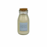 Ho Wood, Ylang Ylang & Clary Sage 200ml Retro Glass Milk Bottle Candle, hand-poured in the UK with vegan, plant-based wax