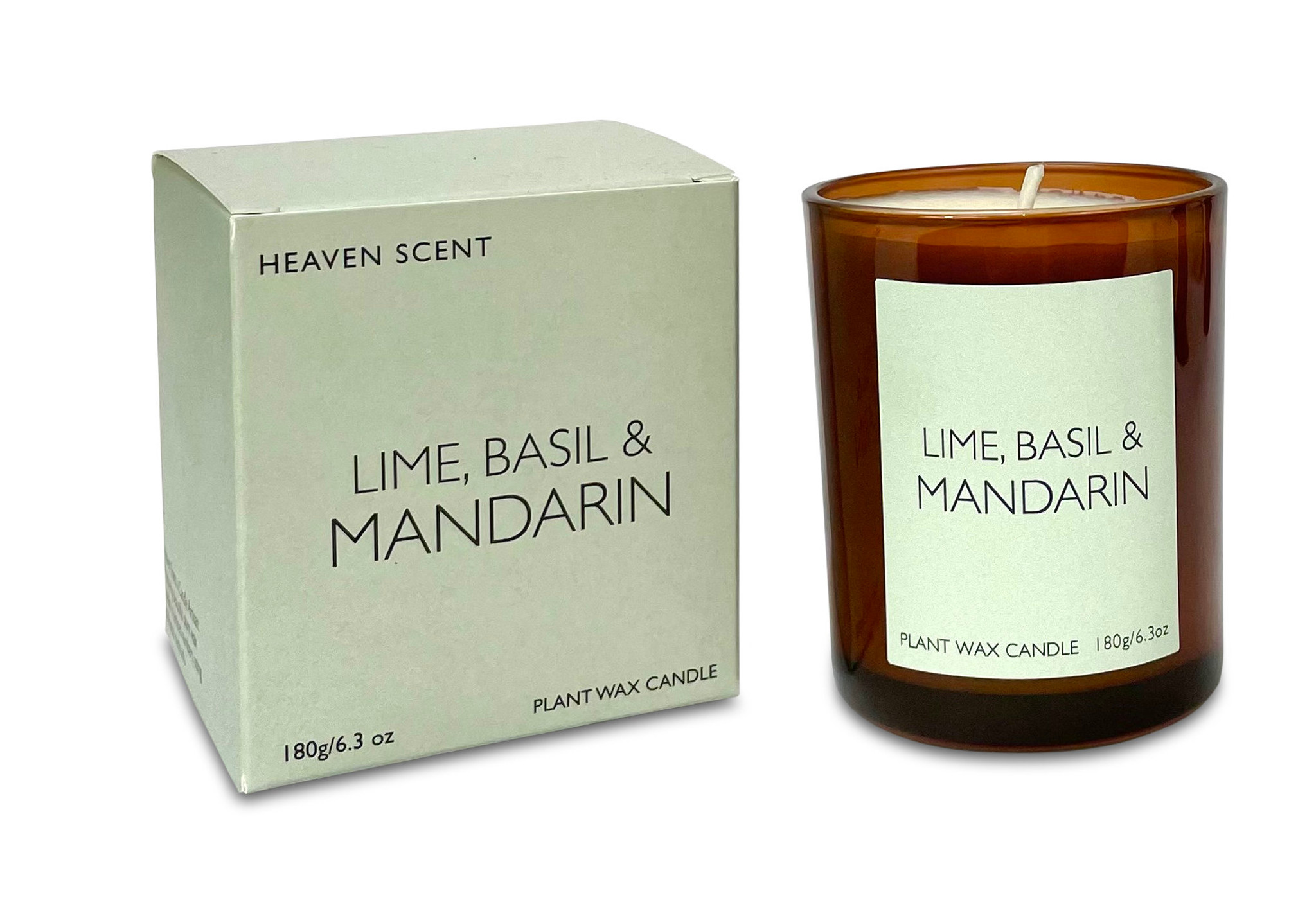 Lime Basil Mandarin 20cl Amber Glass Candle by Heaven Scent