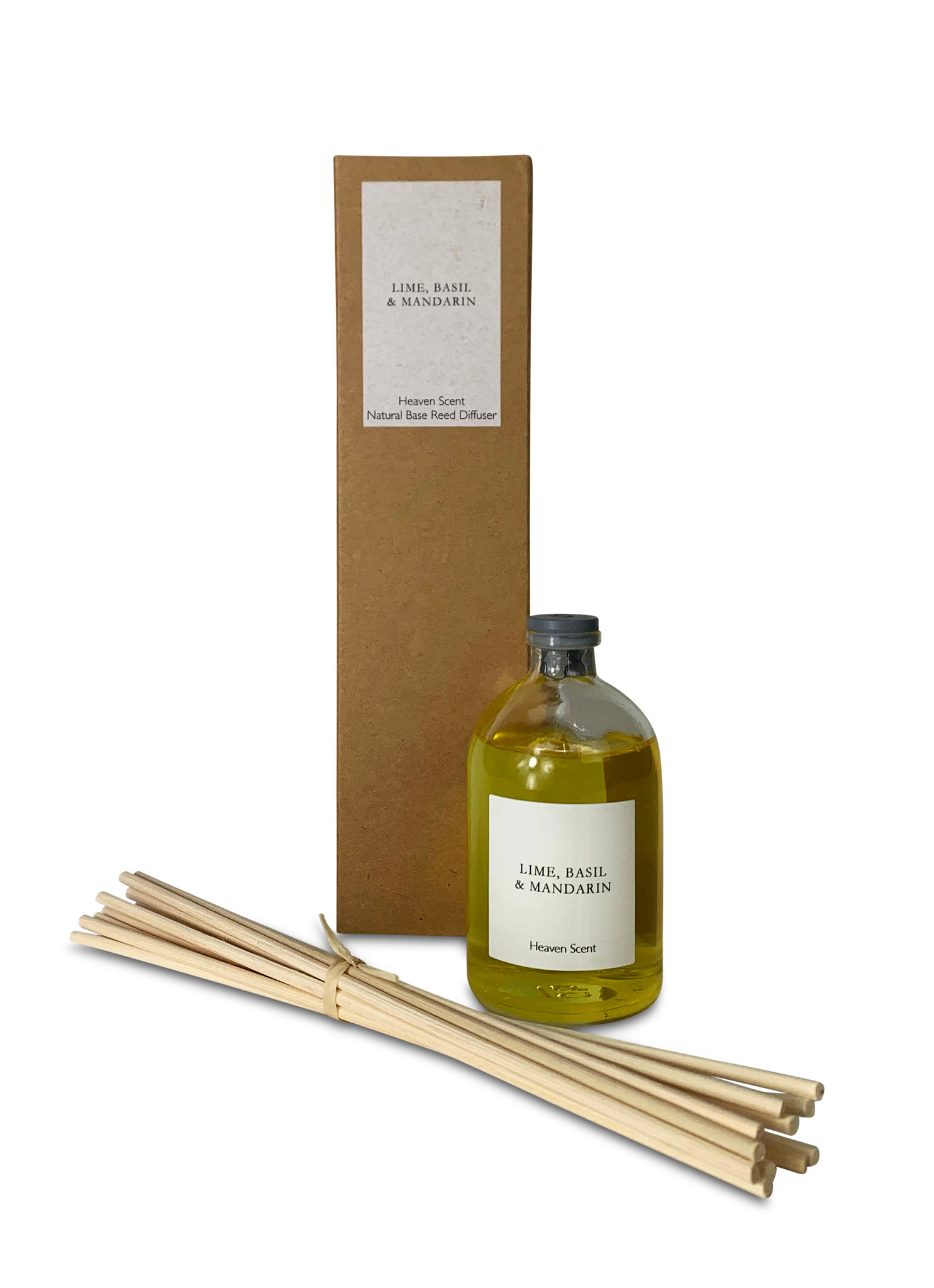 Lime, Basil & Mandarin 100ml Clear Apothecary Reed Diffuser by Heaven Scent