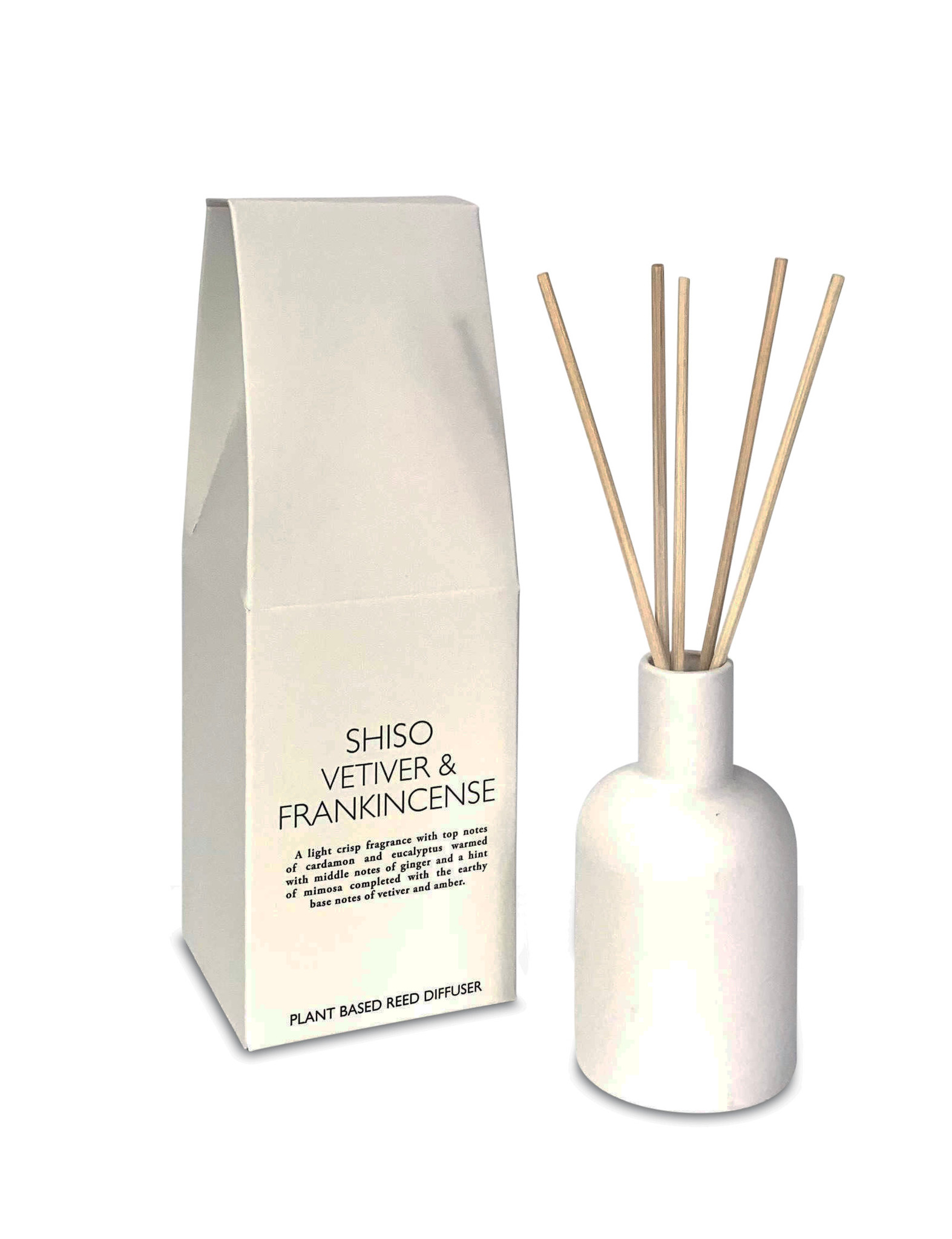 Shiso, Vetiver Frankincense White Ceramic 100ml Reed Diffuser by Heaven  Scent