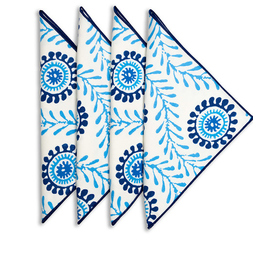 Blue Indian Print Cloth Napkins