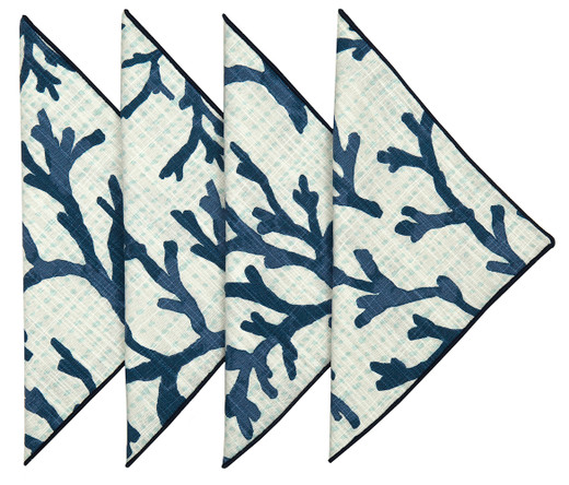 Blue Coral Cloth Napkins Set of 4