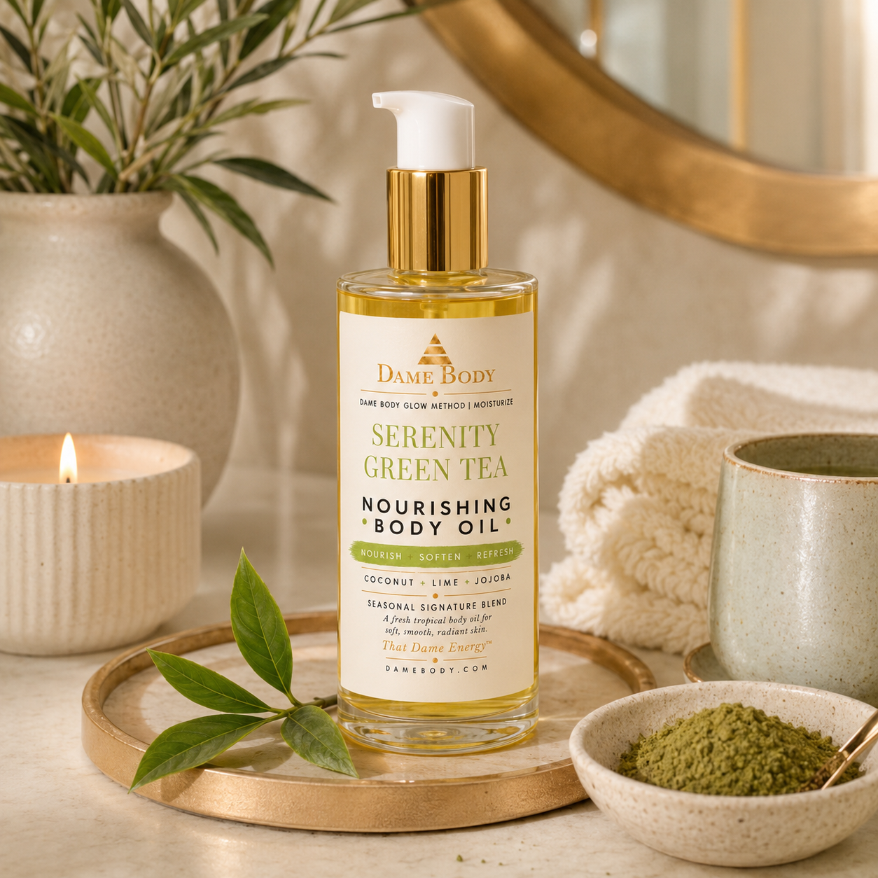 Botanical story for Serenity Green Tea Body OIl