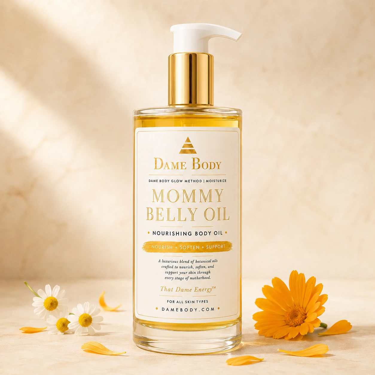 Mommy Belly Nourishing Body Oil in its botanical oil ritual