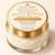 Mommy Belly + Body Butter in a clear glass jar with a gold lid and the approved warm gold/yellow circular label.