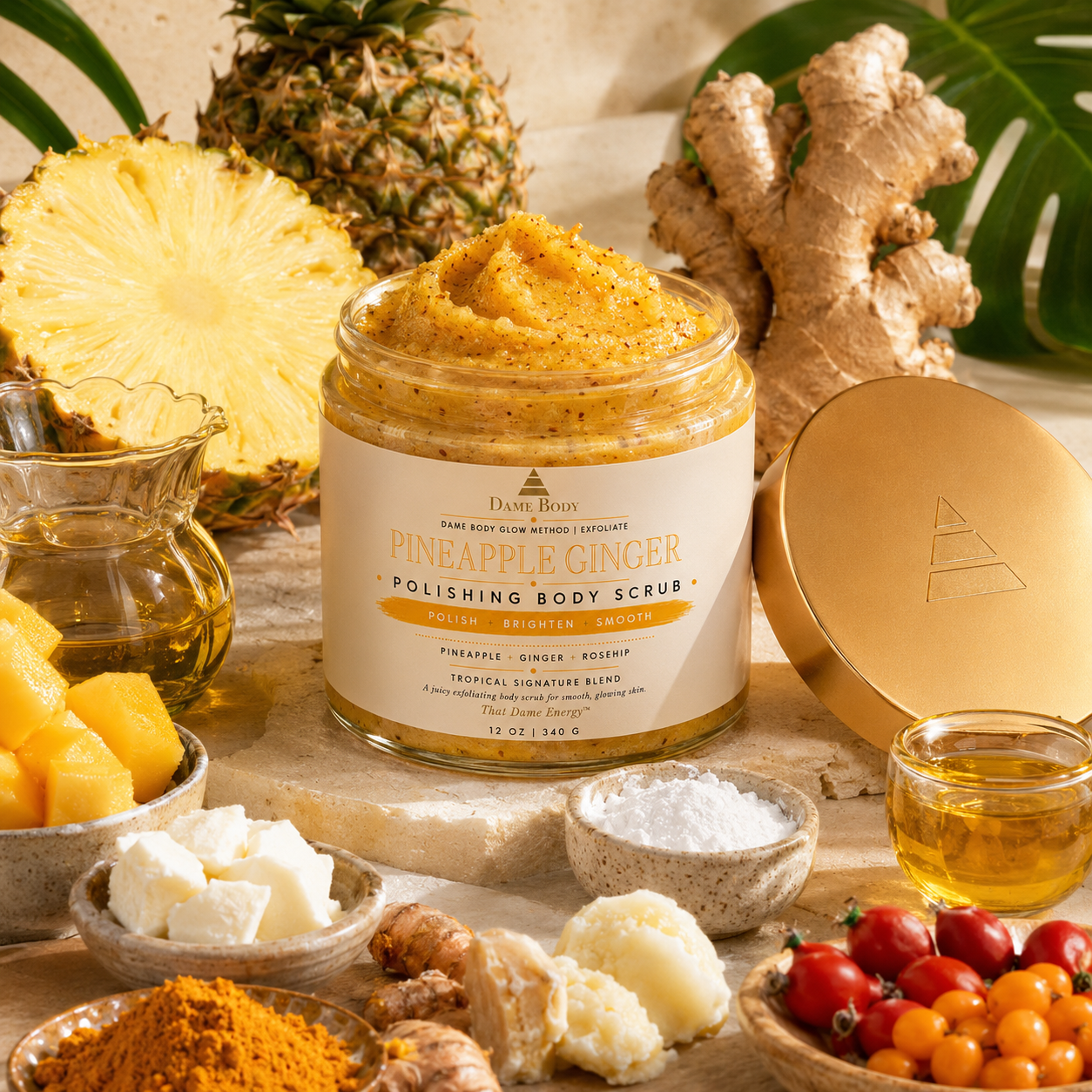 Dame Body Pineapple + Ginger Body Scrub, product photograph 3