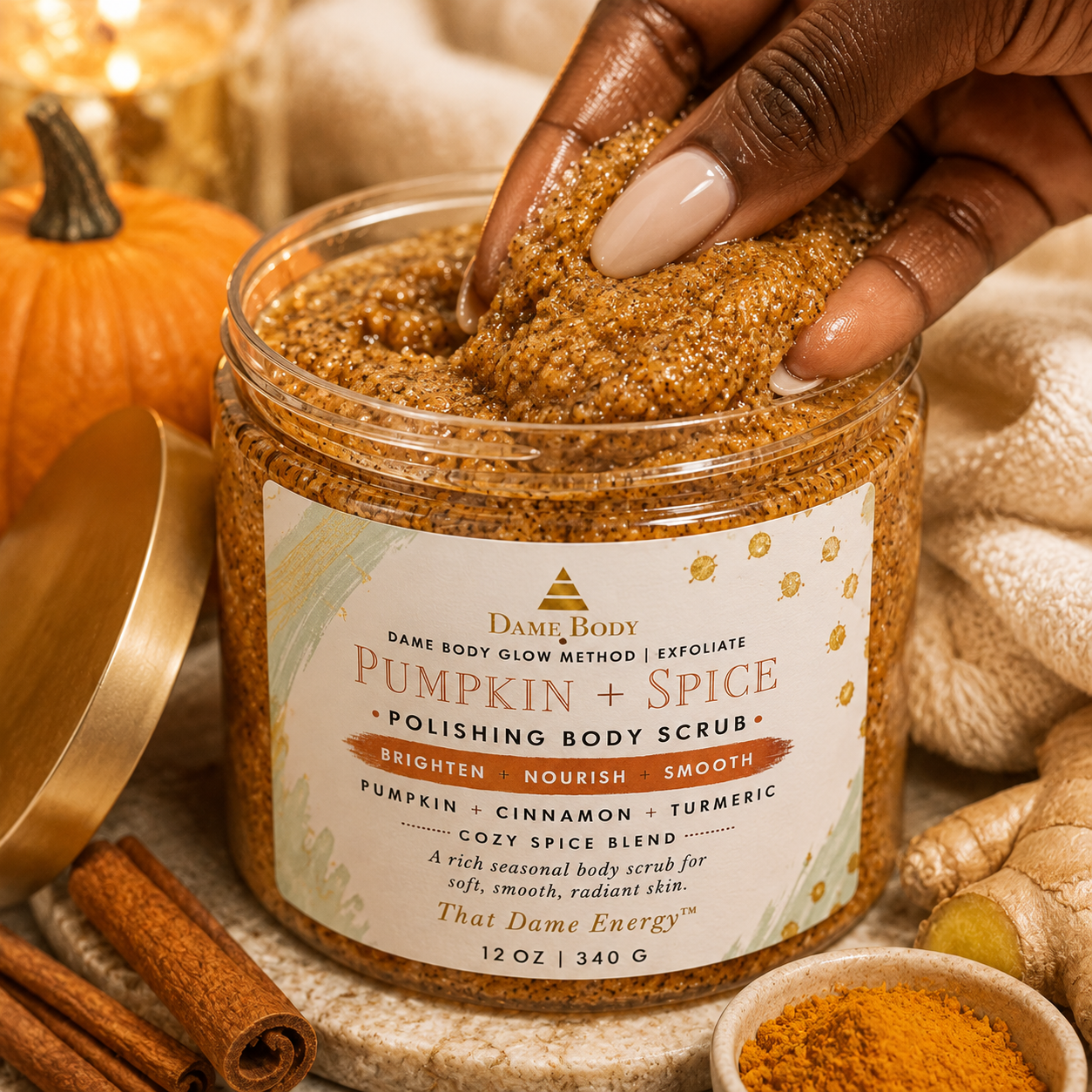 Dame Body Pumpkin Spice Glow Body Scrub, product photograph 1