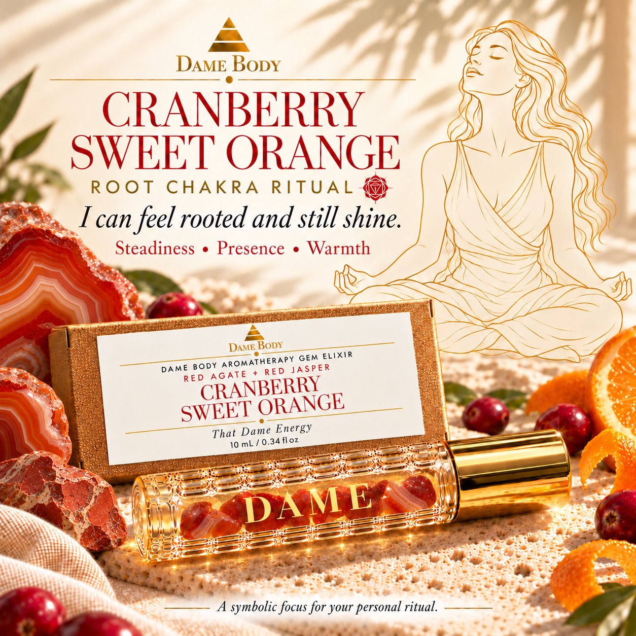 Cranberry Sweet Orange Root chakra ritual: I can feel rooted and still shine.