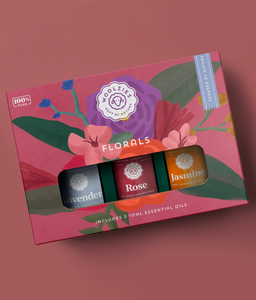 Woolzies Florals Essential Oil Collection is made up of three of the most popular and exotic floral oils. These oils can be inhaled, diffused, and applied topically.

Lavender essential oil is a rich, floral, and herbaceous oil that is stress-relieving and sleep-inducing. It’s a versatile oil with anti-inflammatory and antimicrobial properties.

Rose essential oil is a sweet floral oil that encourages romantic and uplifting feelings. It benefits emotional balance and skin health.

Jasmine essential oil is a romantic and mood-boosting oil with a heady, floral, sweet aroma.