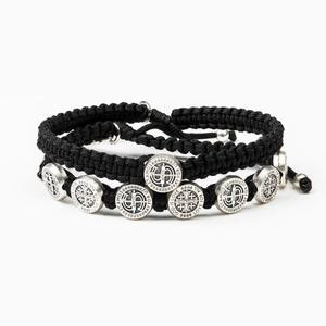 BLACK CORD SILVER CHARMS