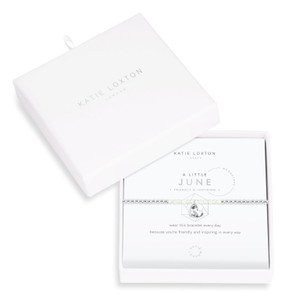 Wear this bracelet every day, because you're friendly and inspiring in every way.


For all June babies, our lovely 'A Little' bracelet radiates birthstone beauty with special moonstones and a gently hammered silver heart charm.