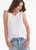 Get a casual and stylish look with this white tank with lace detail on the shoulders.

Rayon, Polyester.