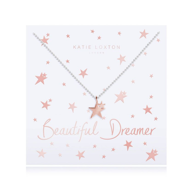 Beautiful Dreamer! This stunning rose gold star charm falling from a sparkly silver facetted necklace chain will ensure you shine every day.
