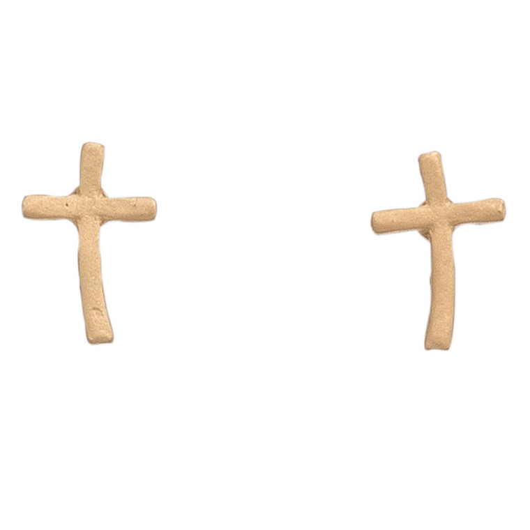 Nickel Free Gold Cross Stud Earrings