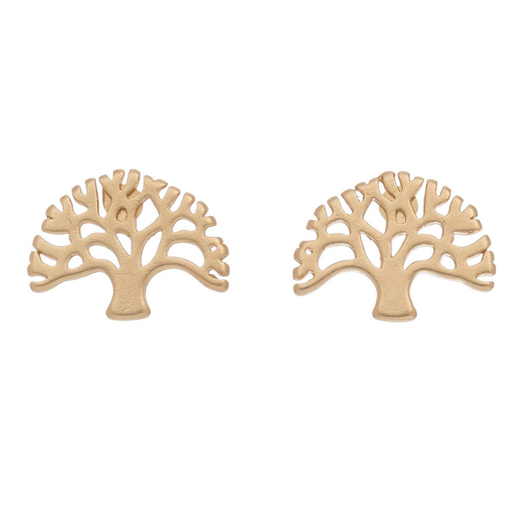 Nickel Free Gold Tree of Life Stud Earrings