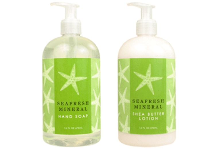 SEAFRESH MINERAL hand soap or shea butter lotion, enriched with shea butter, cocoa butter & ocean minerals

16 oz. pump bottle