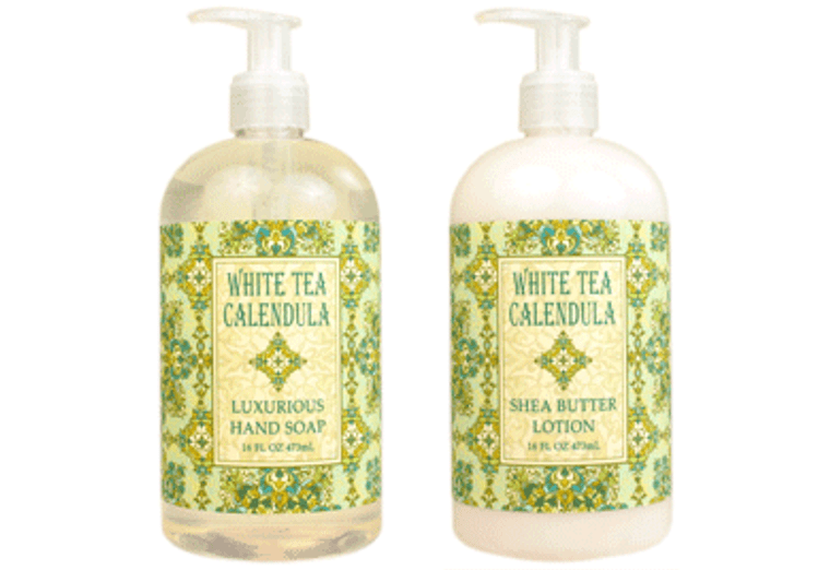 WHITE TEA CALENDULA hand soap or shea butter lotion, enriched with shea butter, cocoa butter & white tea extracts

16 oz. pump bottle