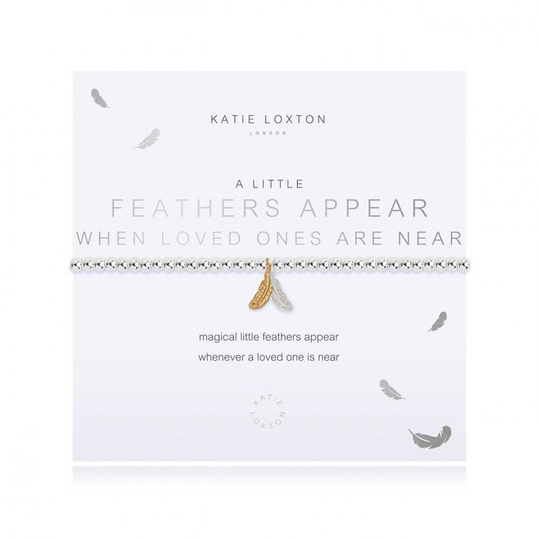 magical little feathers appear whenever a loved one is near




Our loved 'A Little' collection is filled with pretty charms perfect for celebrating every special occasion. Each beautiful silver-plated bracelet is wrapped around a lovely card, finished with a sweet poem and meaningful sentiment, the perfect gift or little treat.

Silver Stretch Bracelet.