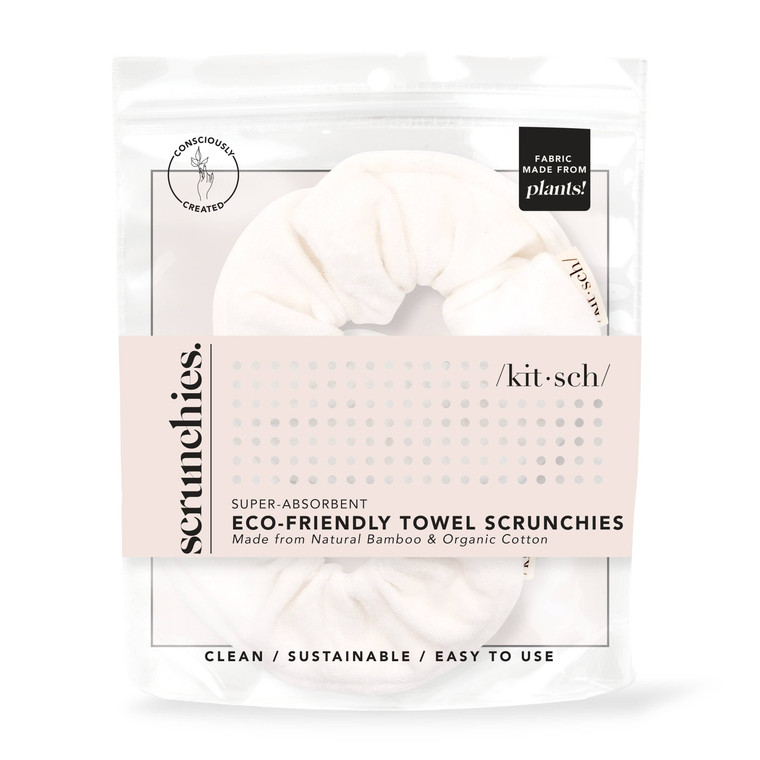 Kitsch Microfiber Towel Scrunchies act like small towels, and help accelerate hair drying time. Quickly dry wet hair of all types. Helps to secure wet hair gently, and simultaneously helps to speed up drying time without heat. Towel scrunchies are a pool or beach bag essential! Great for securing your hair after swimming to help it dry frizz-free.