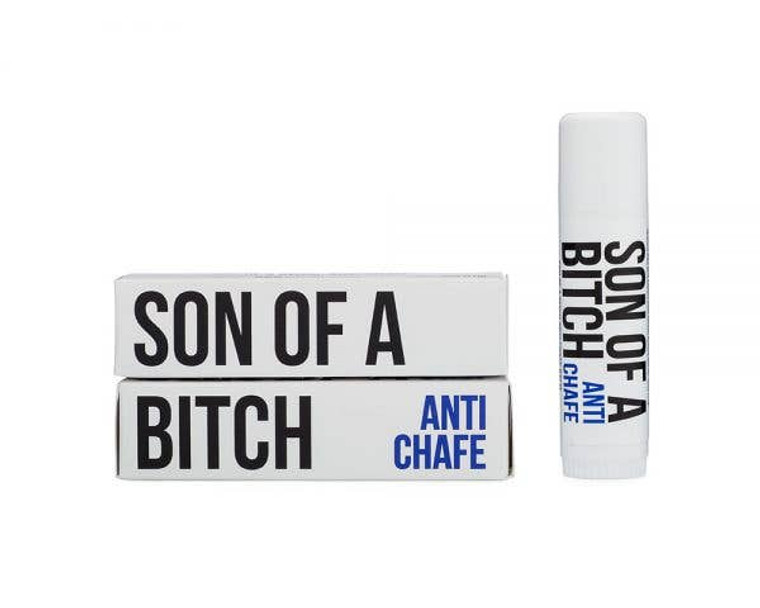 This Woman Owned Business encourages you to BE COURAGEOUS, and Speak Up. Your purchase helps support survivors of domestic abuse and sexual assault prevention programs.

Son Of A Bitch Anti Chafe Stix is a great balm for irritated areas due to chafing by fabric, skin and footwear. Product is clear when applied. Unscented, Net Wt. .50oz (14g), This product contains some non-organic ingredients.
Made in United States of America