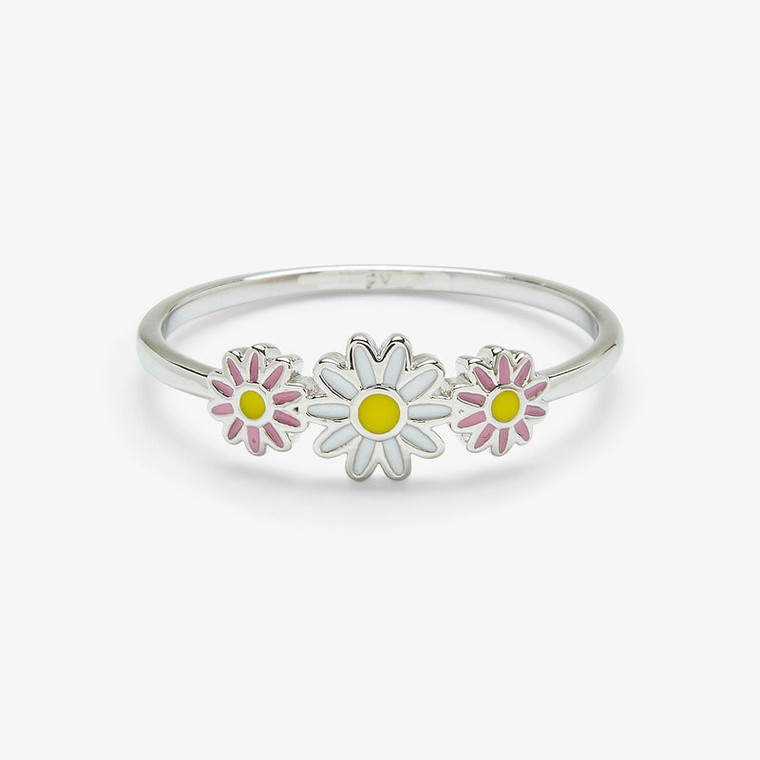 Inspired by the flower queen herself, Disney's Daisy Duck, this ring features three little enamel daisies sitting on top of a smooth silver band. It pairs perfectly with our Enamel Daisy Duck Hoop Earrings and just about anything else that's *extra* cute!
© Disney