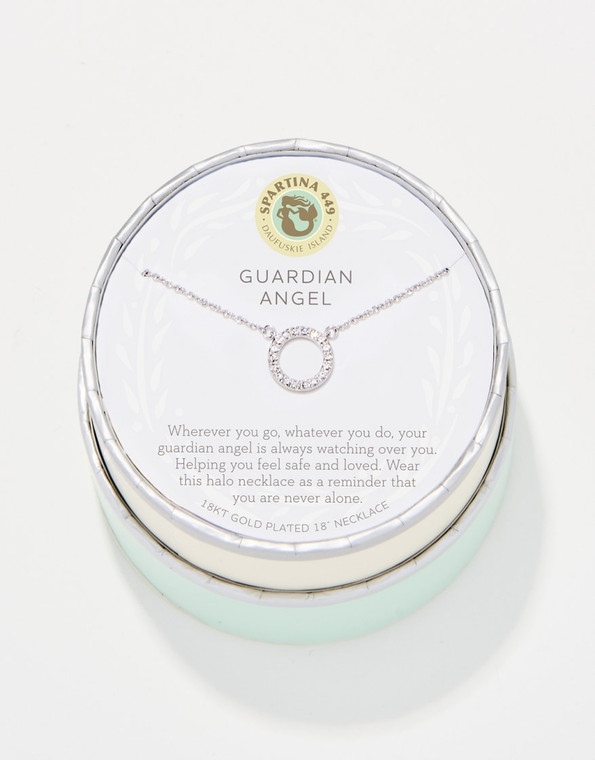 At Spartina, we are often inspired by wandering the rustic shores of Daufuskie Island, South Carolina. It reminds us to live simply, to focus purely on the things that matter most. That means listening to your heart, following your dreams and finding yourself. We hope that wearing these delicate mementos will remind you to live simply, too...

Our Sea La Vie Collection is perfect as an extra special gift, loaded with good intentions. Our necklaces are packaged inside a beautiful gift box with corresponding sentiment:



GUARDIAN ANGEL: Wherever you go, whatever you do, your guardian angel is always watching over you. Helping you feel safe and loved. Wear this halo necklace as a reminder that you are never alone.
Our giftable Sea La Vie Collection comes packaged in beautiful gift boxes with corresponding sentiments.

DETAILS




Rhodium plated
Lobster closure
Length: 16'' to 18''
Clear glass crystals
Halo pendant/icon