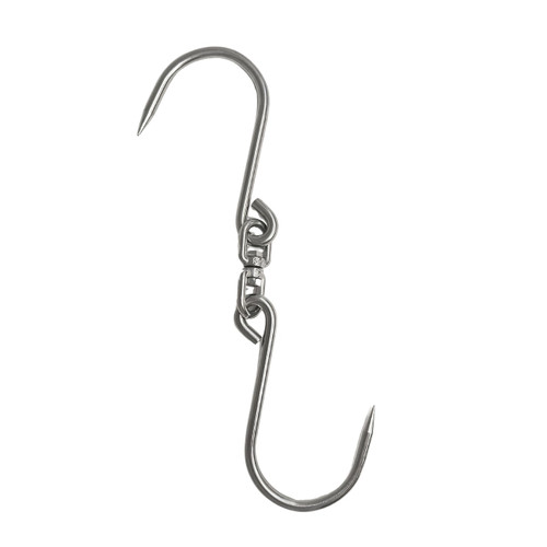 Cutlery Mania Heavy-Duty Hinged Double Meat Hook – 4-Pack – Stainless Steel Butcher Hook for Hanging, Skinning, and Processing Game, Pork, Beef – Sharp, Durable, Food-Grade