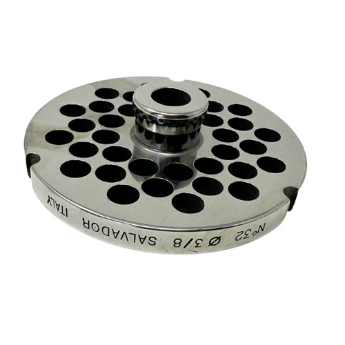 Size 32 Meat Grinder Plate, Hubbed, 10 mm Thickness