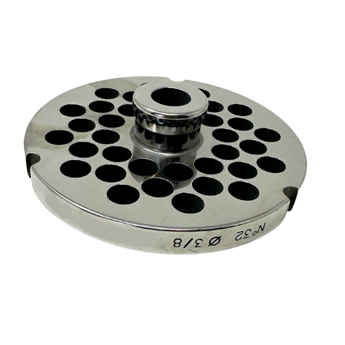 Size 32 Meat Grinder Plate, Hubbed, 10 mm Thickness