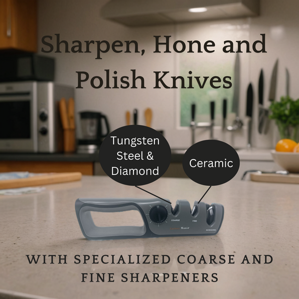 Cutlery Mania Adjustable Angle Handheld Kitchen Knife & Scissor Sharpener