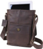 Brown Leather Military Tech Tablet Travel Shoulder Bag