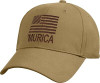 Coyote Brown 'MURICA Subdued US Flag Embroidered Low Profile Baseball Cap Hat