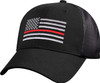 Black Thin Red Line US Flag Support Fire Fighters Mesh Back Baseball Cap Hat