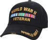 Black World War II Veteran Embroidered Deluxe Low Profile Baseball Cap Hat