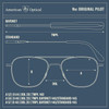 AO Original Pilot Sunglasses Aviator Air Force Style - Bayonet Temple