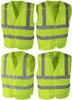Neon Green High Visibility Safety Vest Reflective Strips Emergency Breakaway