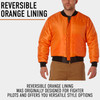 MA-1 Flight Jacket Military Bomber Coat Reversible Orange MA1 Army Air Force