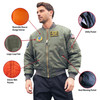 Mens Military Air Force Style MA-1 Flight Jacket with 5 Removable Patches