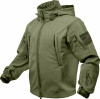 Olive Drab Special Ops Soft Shell Waterproof Military Jacket w/ US Flag Patches
