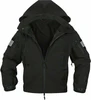 Black Special Ops Soft Shell Waterproof Military Jacket w/ US Flag Patches